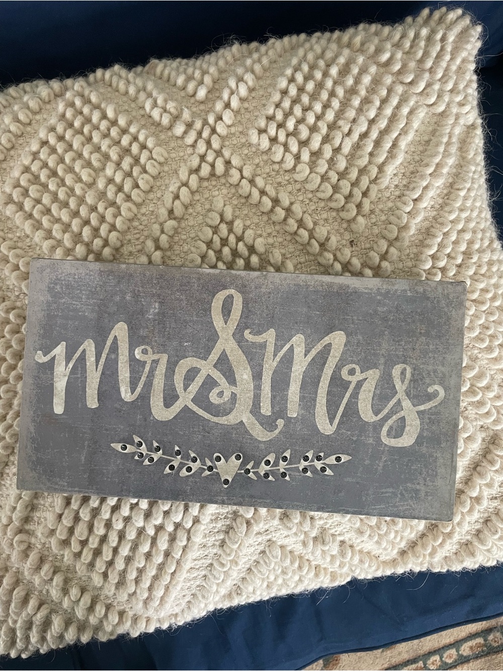 Mr & Mrs Decorative Wood Sign in Gray and Cream
